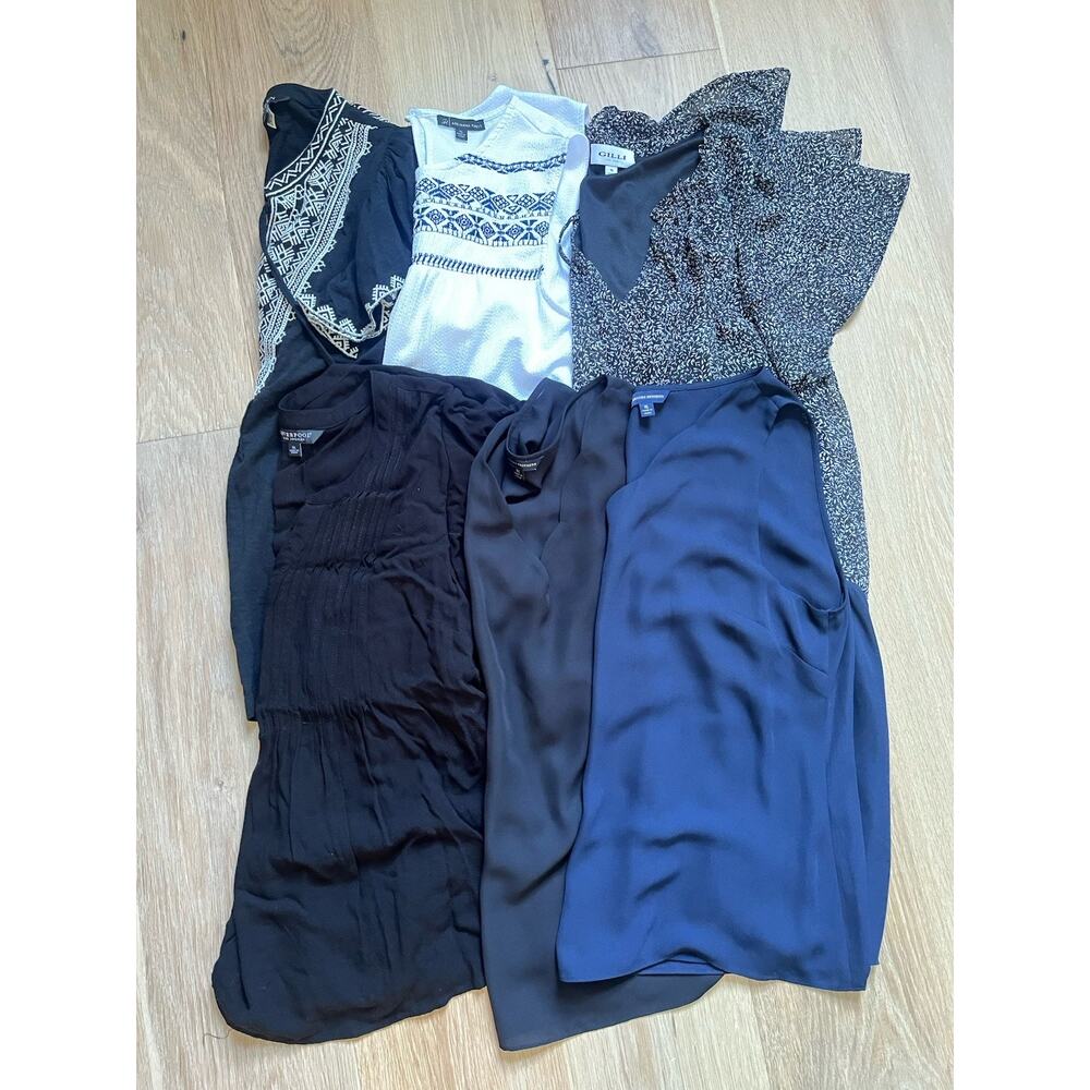 EUC! Lot of 6: Brand Name Black & White Womens Blouses XL Airy Summer Tops Ralph